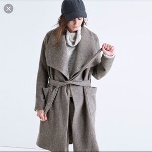 Madewell Delancey wool wrap gray coat size xs